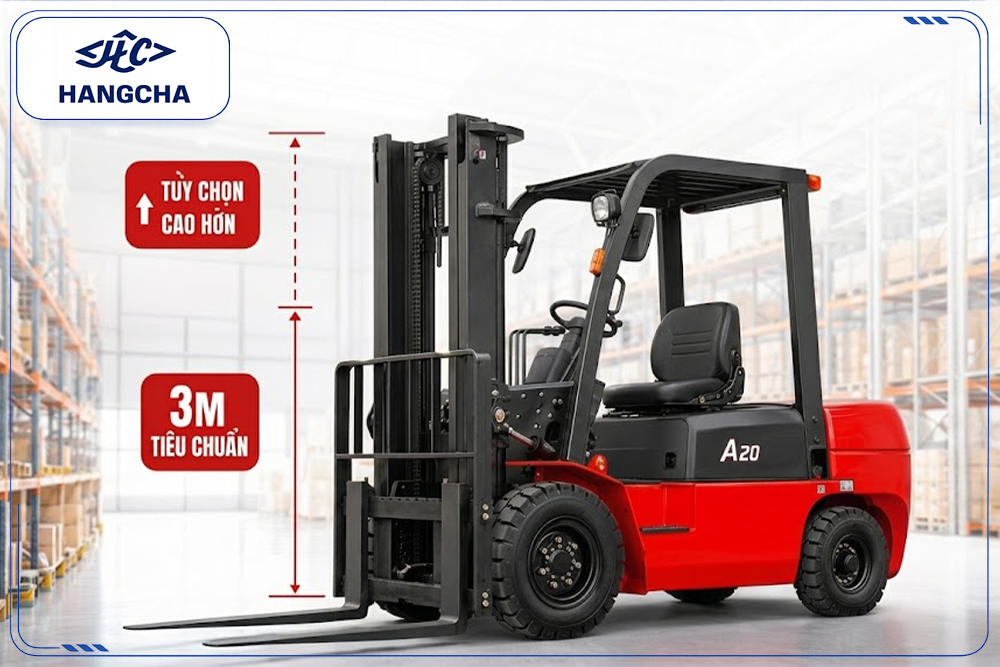 Xe nâng dầu 2 tấn dòng A có nhiều lựa chọn khung nâng