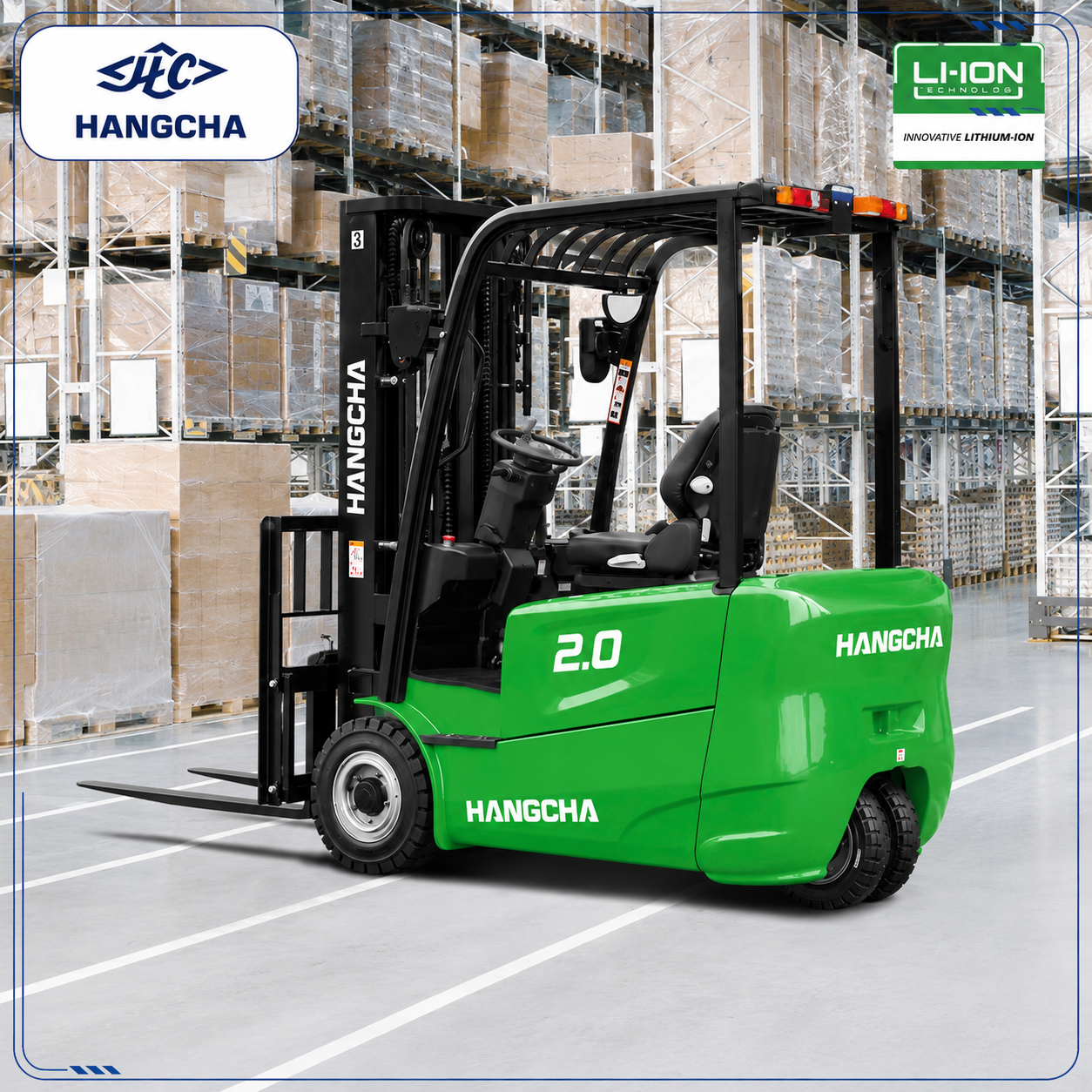 Xe nâng điện 2 tấn pin lithium 3 bánh