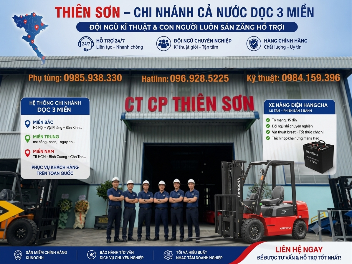 Hệ thống chi nhánh Thiên Sơn cả nước cung cấp xe nâng dầu 1.5 tấn dòng A hangcha