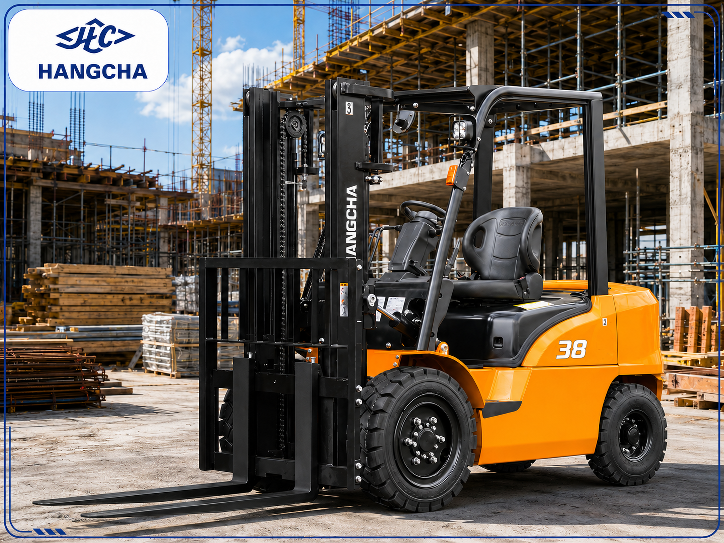 xe nâng dầu 3.8 tấn làm vật liệu xây dựng